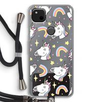 Rainbow Unicorn: Pixel 4a Transparant Hoesje met koord