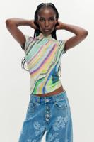 T-shirt met golvenprint - GREEN - L