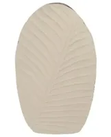 Vaas leaf metaal ov 26x11x41cm crm Vaas leaf metaal ov 26x11x41cm crm