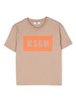 MSGM Kids t-shirt en coton à logo imprimé - Tons neutres