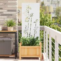 Tuin Privacy Screen Bloemen Wit 50 x 140 cm Koudgewalst staal