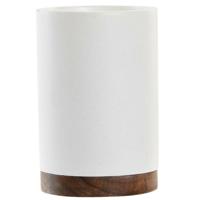 Badkamer tandenborstelhouder/drinkbeker - keramiek - wit - 8 x 10 cm - badkamer