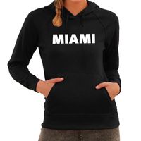 Hooded sweater zwart met Miami bedrukking voor dames 2XL  - - thumbnail