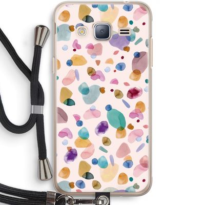 Terrazzo Memphis Pink: Samsung Galaxy J3 (2016) Transparant Hoesje met koord