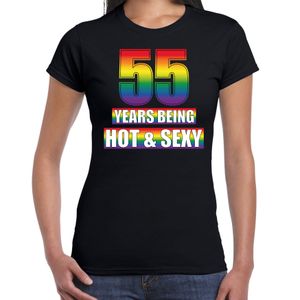 Hot en sexy 55 jaar verjaardag cadeau t-shirt zwart voor dames - Gay/ LHBT kleding / outfit