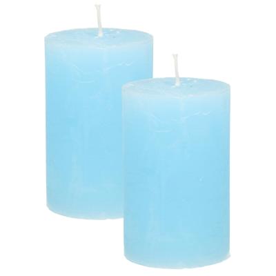 Atmosphera Stompkaars - 2x - lichtblauw - 5 x 8 cm - klein rustiek model - cilinderkaars - kaars