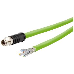 Metz Connect 142M6X10020 M12 Netwerkkabel, patchkabel CAT 6A SF/UTP 2.00 m Groen PUR-mantel, Zuurbestendig, Ozonbestendig, UV-bestendig, Geschikt voor