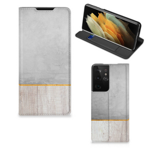 Samsung Galaxy S21 Ultra Book Wallet Case Wood Concrete