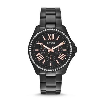 Fossil Cecile AM4522 Dameshorloge van zwart roestvrij staal