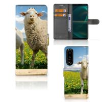 Sony Xperia 5III | Telefoonhoesje | Met pasjeshouder | Schaap en Lammetje