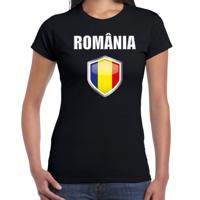 Roemenie landen supporters t-shirt - zwart - dames - fan kleding - korte mouwen