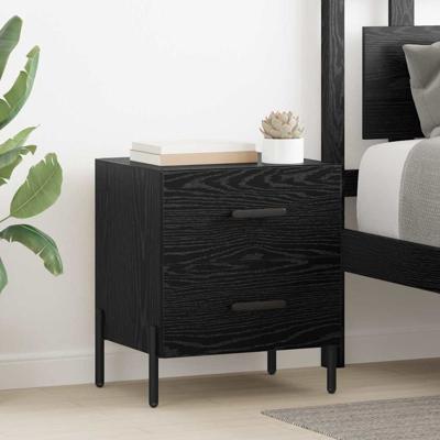 Nachtkastje 2 pcs Zwart eiken 40 x 35 x 47,5 cm Bewerkt hout