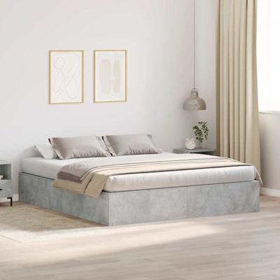 Bedframe met opslag Betongrijs 200 x 180 x 31.5 cm Bewerkt hout