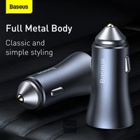 Baseus Golden Contactor Max Dual USB Snelle Autolader 60W - Zwart - thumbnail