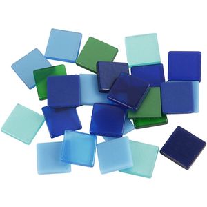 600x Mozaiek tegels kunsthars groen/blauw 10 x 10 mm