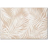 Zeller placemats palm bladeren print - 1x - linnen - 45 x 30 cm - beige/wit - thumbnail