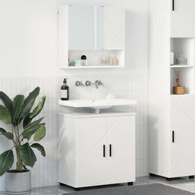 Badkamermeubelset 2 pcs Wit 61 x 35 x 64 cm Bewerkt hout