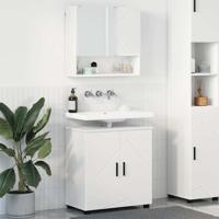Badkamermeubelset 2 pcs Wit 61 x 35 x 64 cm Bewerkt hout Badkamermeubelset 2 pcs Wit 61 x 35 x 64 cm Bewerkt hout