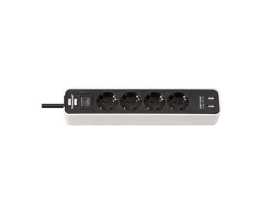 Brennenstuhl stekkerdoos met schakelaar 4 aansluitingen + 2 usb-poorten wit