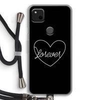 Forever heart black: Pixel 4a Transparant Hoesje met koord