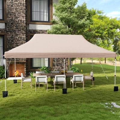 Opvouwbare Tuinpaviljoen 300x600 cm Waterdichte Partytent met Zonwering 3 Hoogtes 296/306/316 cm met Opbergtas Beige