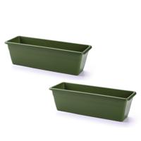 PlasticForte Plantenbak - 4x stuks - groen - rechthoekig - 50x17x15 cm - bloembak