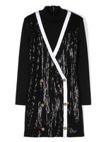 Balmain Kids robe brodée de sequins à col montant - Noir