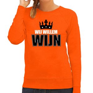 Wij Willem wijn sweater oranje voor dames - Koningsdag truien 2XL  -