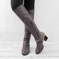 Women Vintage Lace Up Boots European Style Bandage Above Knee Boots - thumbnail