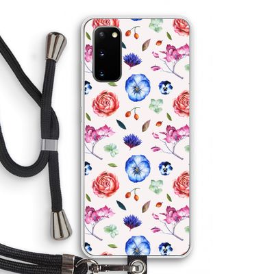Bloemetjes: Samsung Galaxy S20 Transparant Hoesje met koord