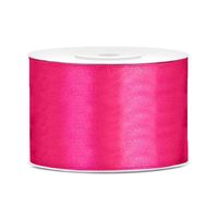 1x Hobby/decoratie fuchsia roze satijnen sierlinten 5 cm/50 mm x 25 meter