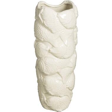 Vaas Vis - off-white - keramiek - 37xØ14,5 cm - Leen Bakker