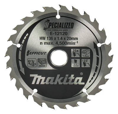 Makita Accessoires Cirkelzaagblad Hout | Efficut 136x20x1,5 25T 23g - E-12120 - E-12120