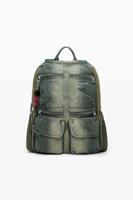 Grote gecombineerde denim rugzak - GREEN - U