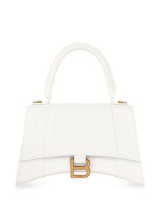 Balenciaga petit sac à main Hourglass à effet peau de crocodile - Blanc