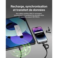 2-in-1 kabel - BELKIN - USB-C en Lightning - Zwart