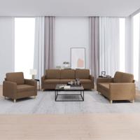 4-delige Loungeset met kussens stof bruin