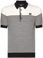 Dolce & Gabbana polo rayé à logo brodé - Blanc