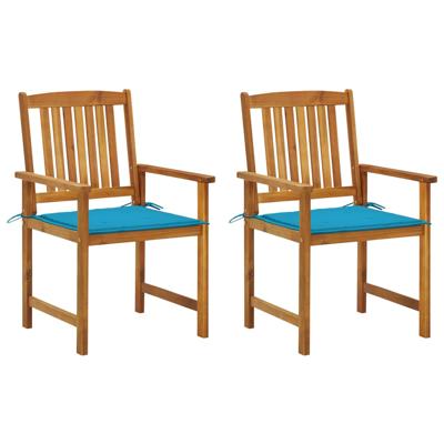 Tuinstoelen 2 st met kussens massief acaciahout