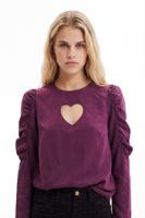 Blouse met pofmouwen en hart - RED - XL