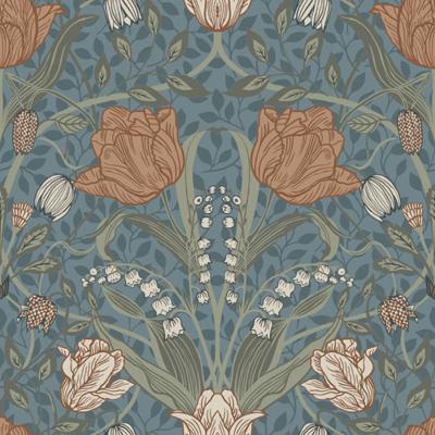 Dutch Wallcoverings Apelviken - Filippa Blue/Blush - Blauw/Beige
