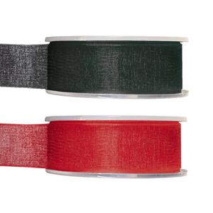 Organza sierlint pakket - zwart/rood - 2,5 cm x 20 meter - Hobby/decoratie/knutselen