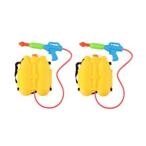Waterpistool spuit - 2x - geel - 32 cm - 2100 ml - met rugzak watertank - waterspuit