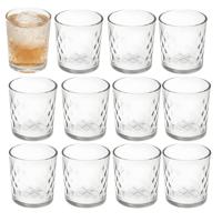 Gerimport Waterglazen / drinkglazen Diamand - 12x stuks - transparant - 265 ml