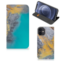 iPhone 12 Mini Standcase Marble Blue Gold - thumbnail