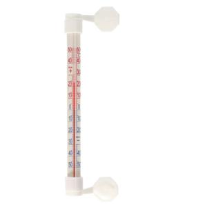Buitenthermometer - wit - kunststof - 21 cm - met zuignap / temperatuurmeter