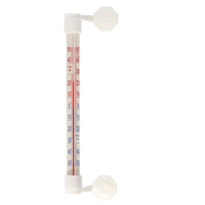 Buitenthermometer - wit - kunststof - 21 cm - met zuignap / temperatuurmeter