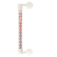 Buitenthermometer - wit - kunststof - 21 cm - met zuignap / temperatuurmeter