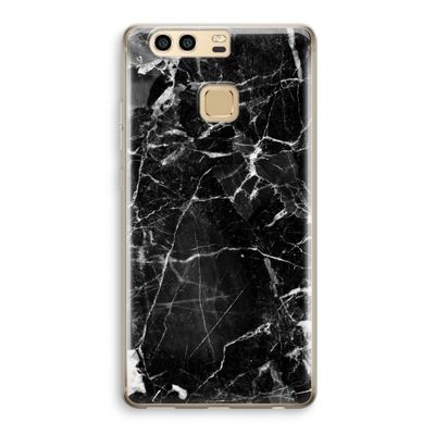 Zwart Marmer 2: Huawei P9 Transparant Hoesje