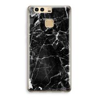 Zwart Marmer 2: Huawei P9 Transparant Hoesje